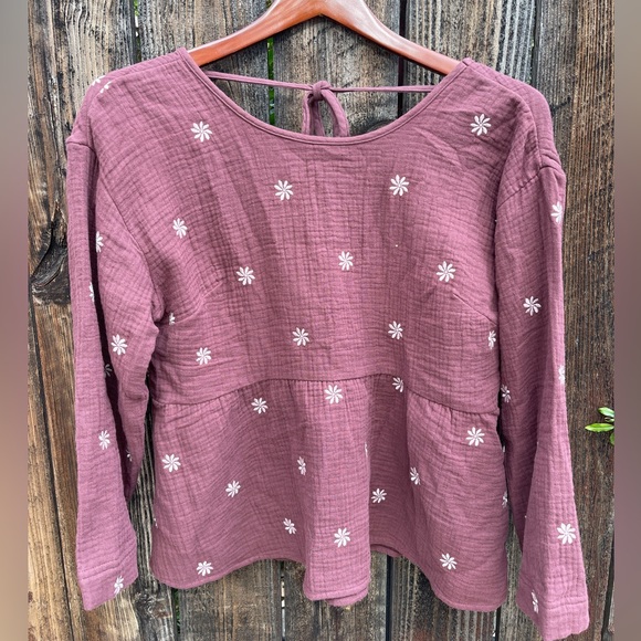 Madewell Gauzy Cotton Daisy Embroidered Peasant Blouse - Size M - Picture 1 of 4
